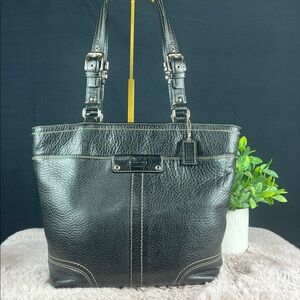 Coach Hamilton F13089 Black Pebbled Leather Tote Hobo Shoulder Bag Y2K